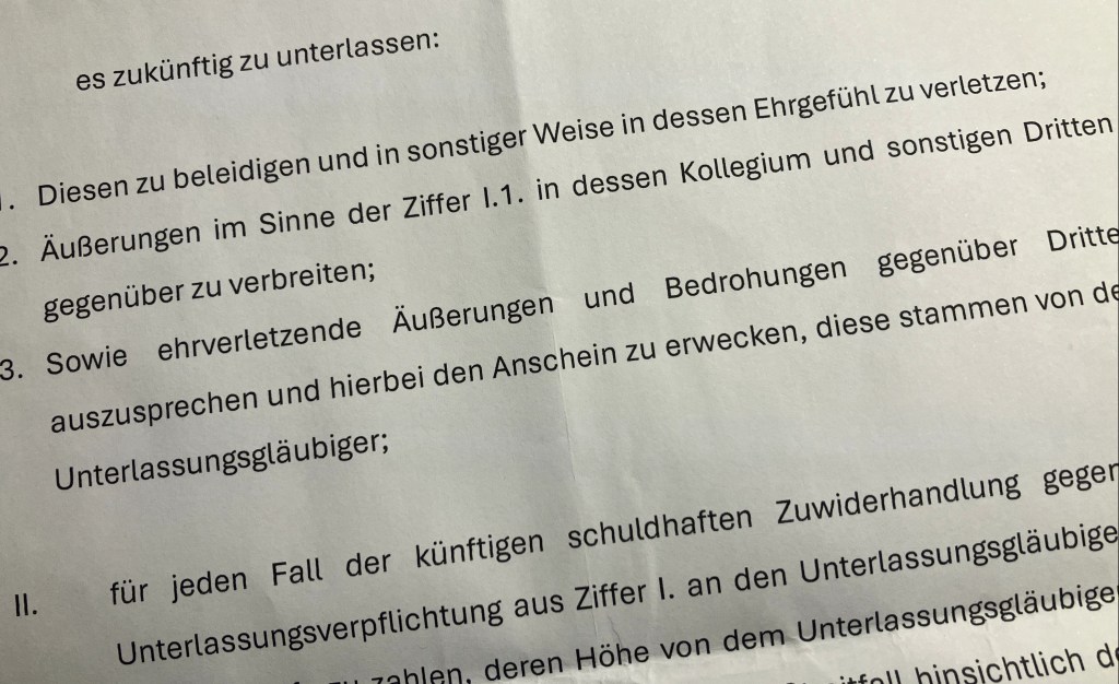 Strafbewehrte Unterlassungserklärung (Ausriß).